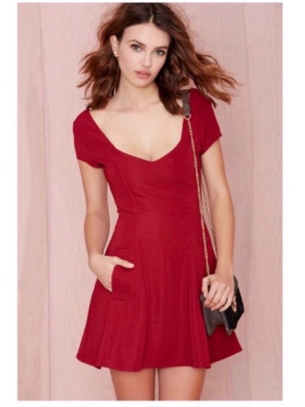 Nasty Gal Crimson Scoop-Neck Mini Dress